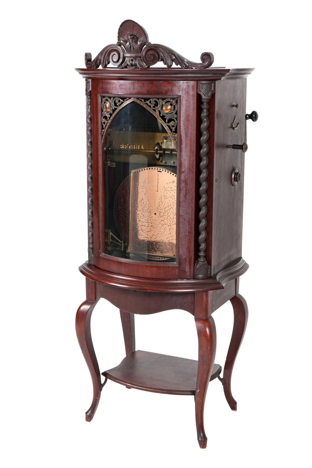 Artwork by Regina Bracchi, Style 35 Automatic Changer Disc Player, Made of mahogany; glass; brass