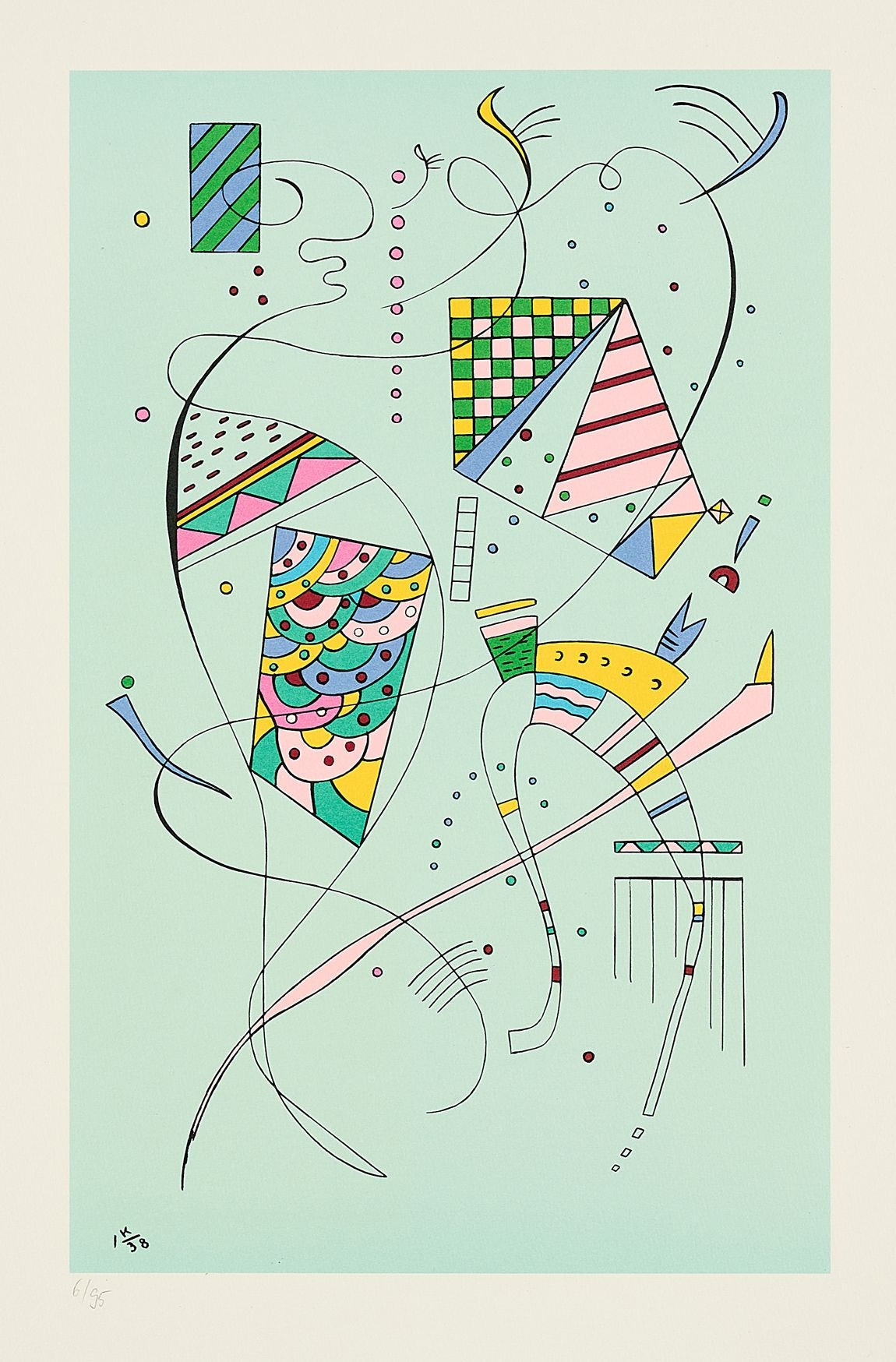 Artwork by Wassily Kandinsky, Kleine Bewegung., Made of Colour lithograph on laid paper