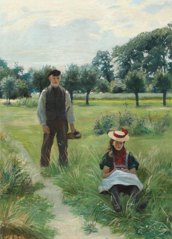 Hans Andersen Brendekilde | On a summerday with an young man and a ...