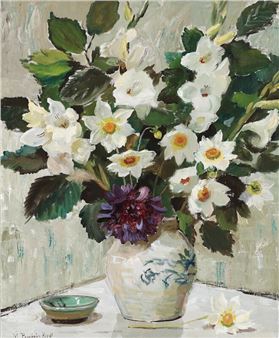 Still life with white flowers in a vase - Matthias Peschcke Køedt