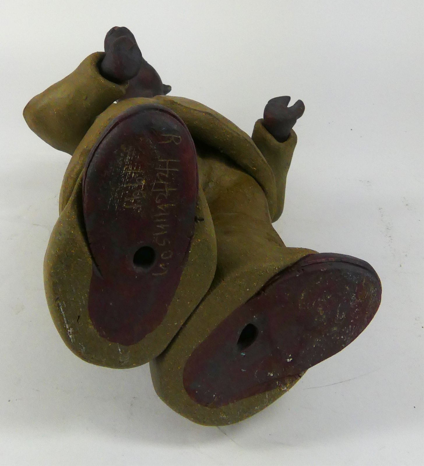 Artwork by R. Hutchinson, R HUTCHINSON RHINOCEROS POTTERY FIGURE, Made of pottery sculpture