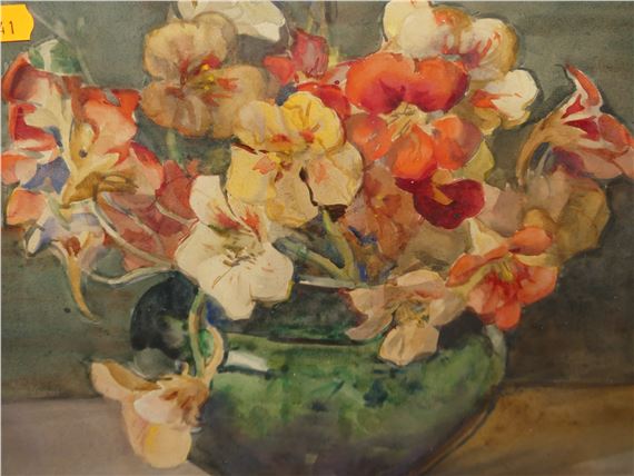 Rose Mead | Still life with flowers in a glass bowl | MutualArt