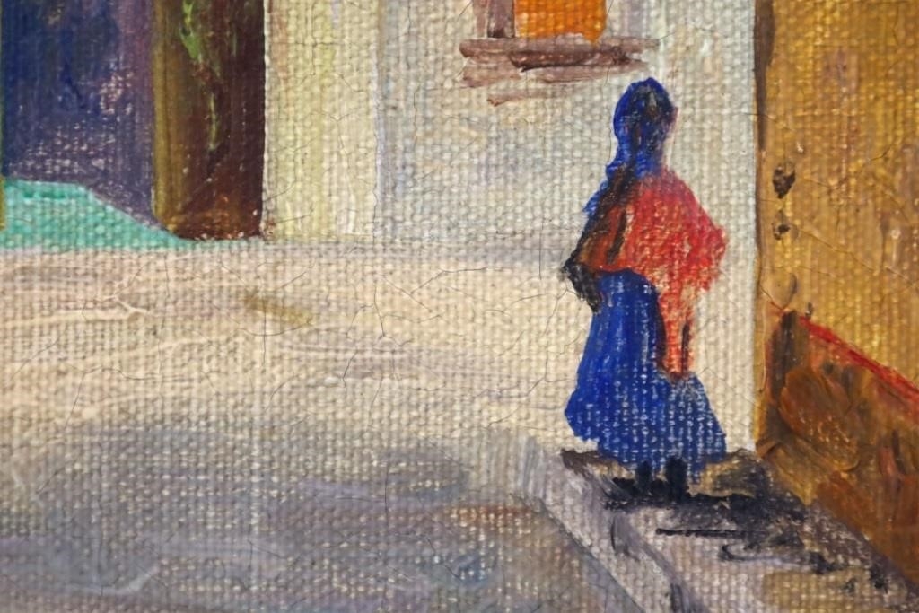 Artwork by Bertha Hatton Duke, Bertha Hatton Duke "Village Scene" Oil On Canvas, Made of Oil on canvas painting