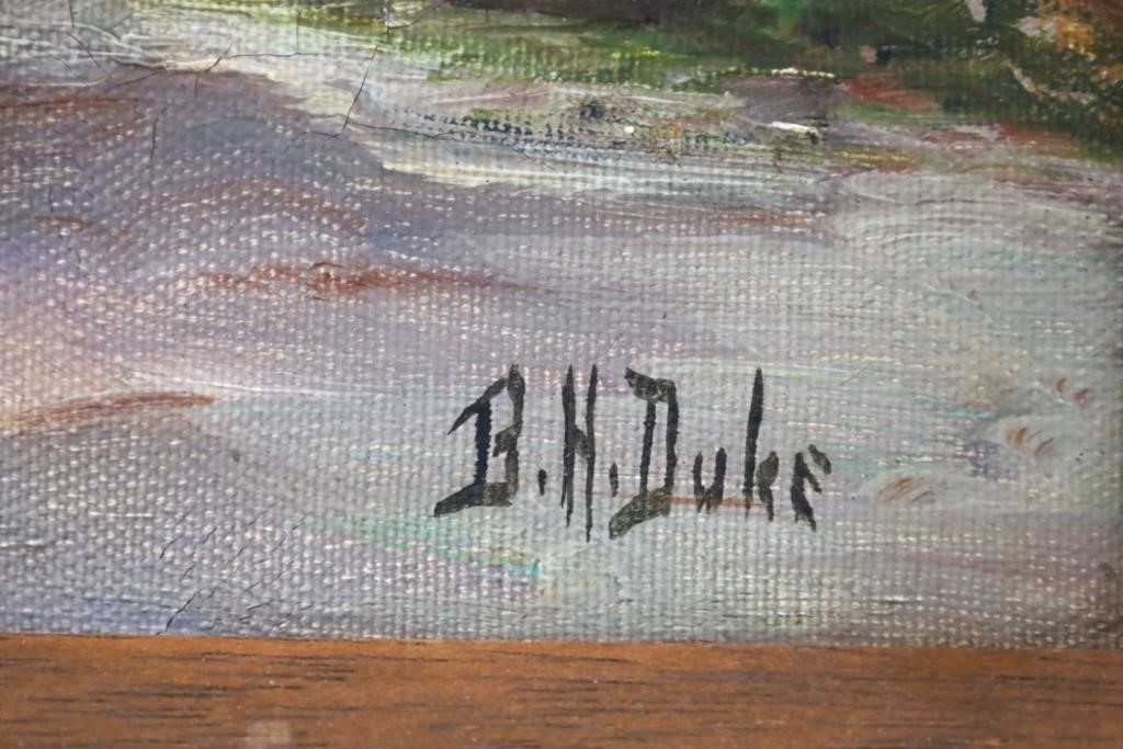 Artwork by Bertha Hatton Duke, Bertha Hatton Duke "Village Scene" Oil On Canvas, Made of Oil on canvas painting