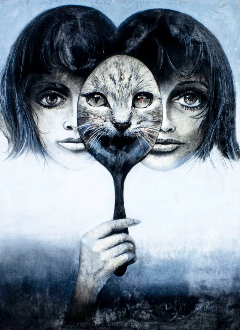 Artwork by Joe Rose, Daughters of Isis, Made of oil on board