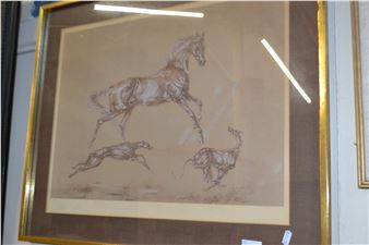 limited edition print horse and greyhounds - Juliet Mcleach