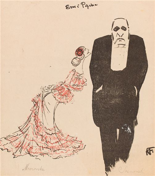 Jadwiga Mrozowska i Józef Sosnowski jako Psyche i Blaks w sztuce Jerzego Szaniawskiego Eros i Psyche by Karol Frycz, 1904