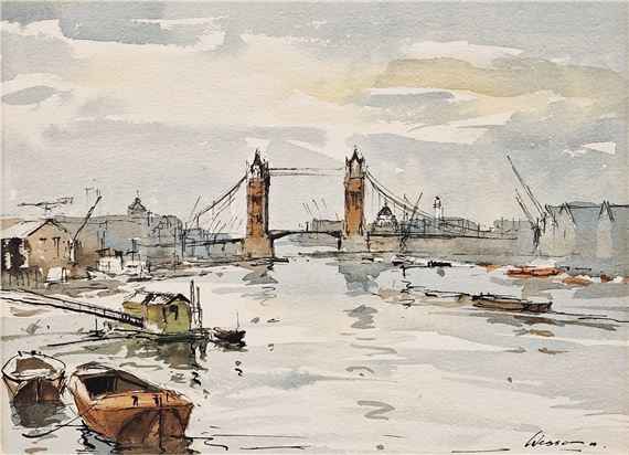 Tower Bridge from the Thames by Edward Wesson