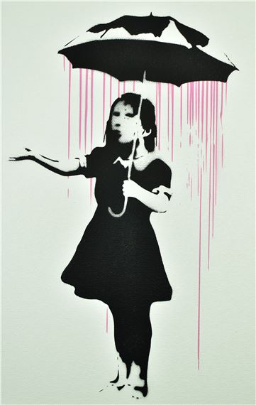Mrs Banksy | MRS BANKSY - NOLA PINK RAIN HAND SPRAYED ON CANVAS