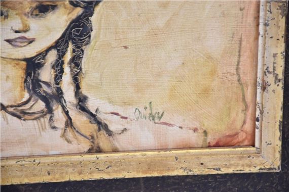 Ouida George | Ouida George (1916 - 2014) oil on board, rose petal hat ...