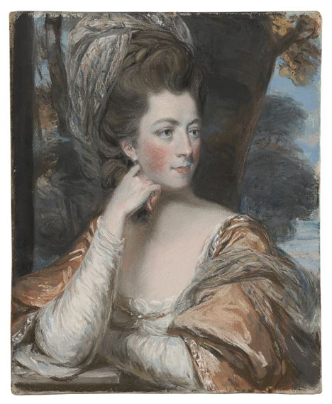 Portrait of Sarah Fane, Countess of Westmorland (née Sarah Anne Child, -1793), half-length, leaning on a ledge by Daniel Gardner
