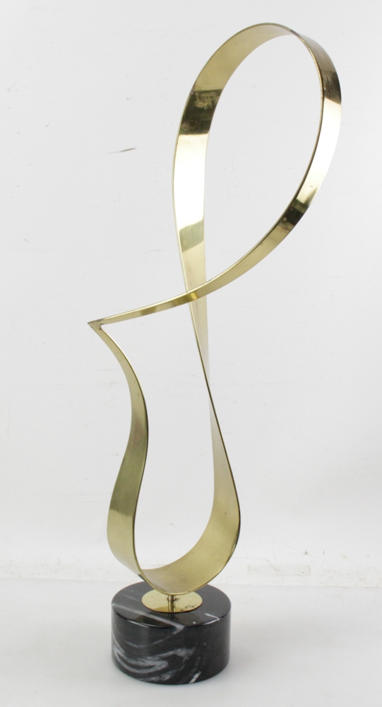 Curtis Jeré | Curtis Jere Ribbon Brass Sculpture on Marble (1984 ...