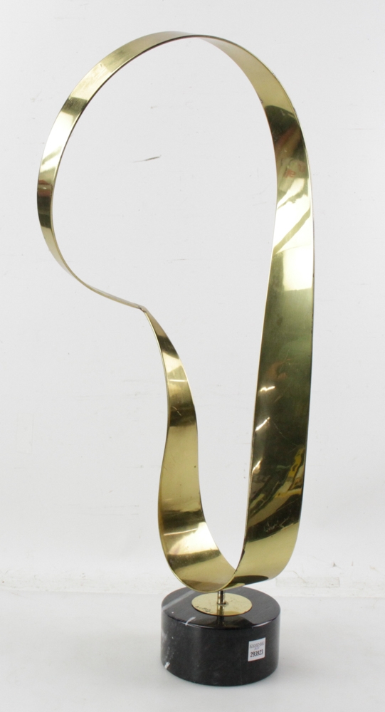 Curtis Jeré | Curtis Jere Ribbon Brass Sculpture on Marble (1984 ...