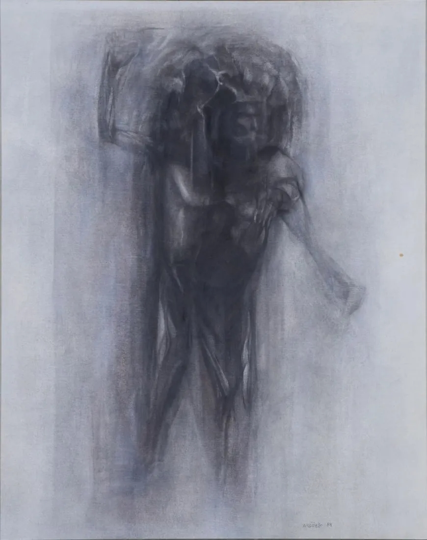 Artwork by Miguel Ángel Argüello, WARRIOR, Made of charcoal and graphite drawing on paper