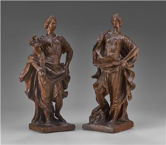 A PAIR OF TERRACOTTA ALLEGORICAL FIGURES OF ABUNDANCE AND FORTUNE - Giovacchino Fortini