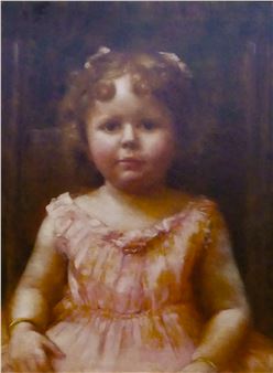 Harriet Foster Beecher (1854-1915 Washington) ''Girl in Pink'' 1879 Oil - Harriet Foster Beecher