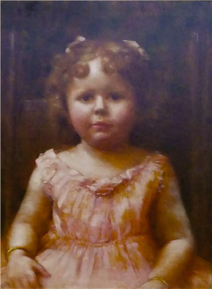 Harriet Foster Beecher (1854-1915 Washington) ''Girl in Pink'' 1879 Oil - Harriet Foster Beecher