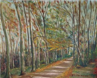 Bernard LEMAIRE (20th) "Wooded path",1985 Oil... - Lot 159 - Aponem - Louis Bernard Lemaire, 20th Century