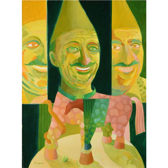 Self-portrait with a big pink horse