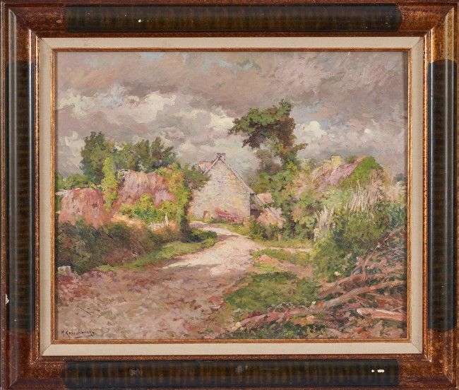 Artwork by Michel Korochansky, Ferme dans la campagne, Made of oil on canvas