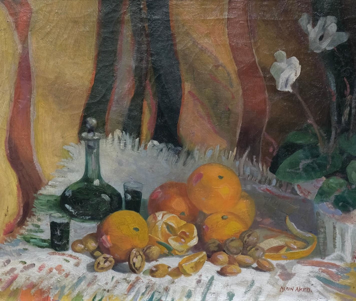 Artwork by Aleen Aked, Still Life with Fruit, Made of oil on canvas