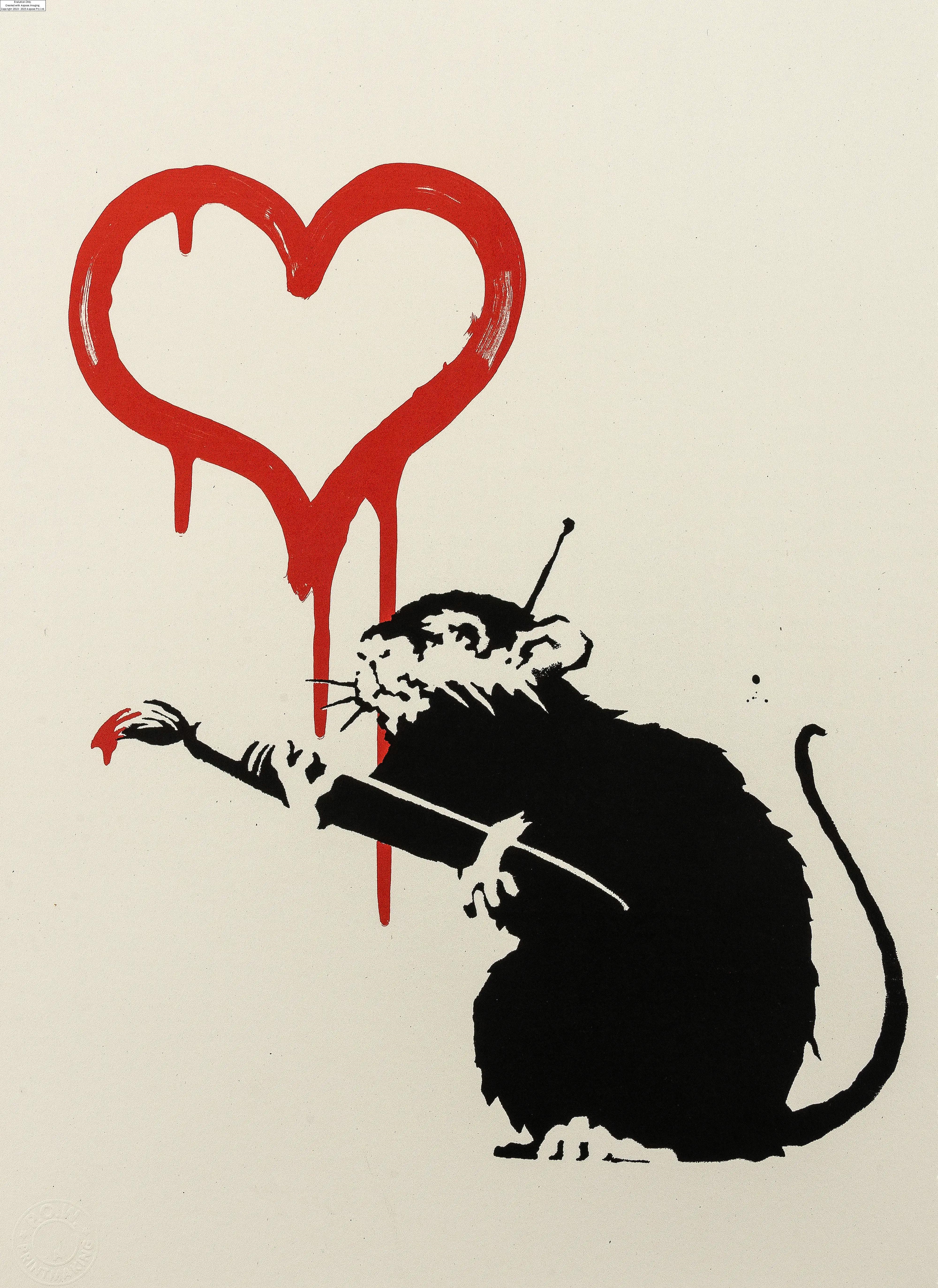 Artwork by Banksy, Banksy (b.1974) Love Rat, Made of Screenprint in black and red