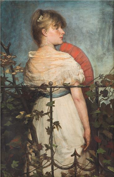 Lady in the garden by Franciszek Streitt