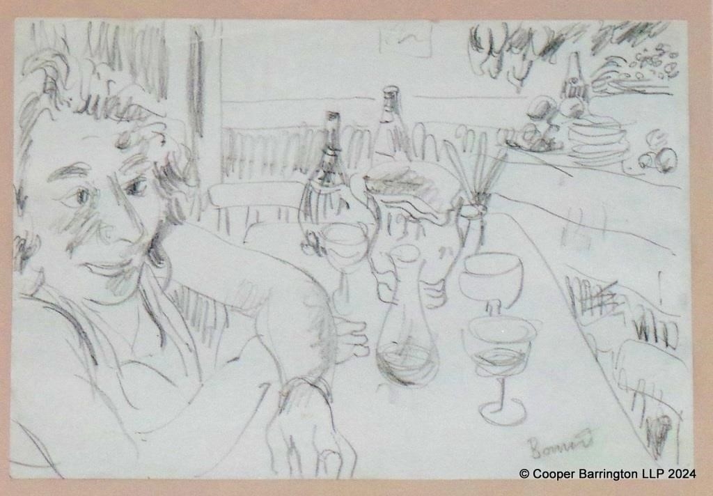 Pierre Bonnard | Pierre Bonnard Drawing on Paper Woman in Cafe | MutualArt