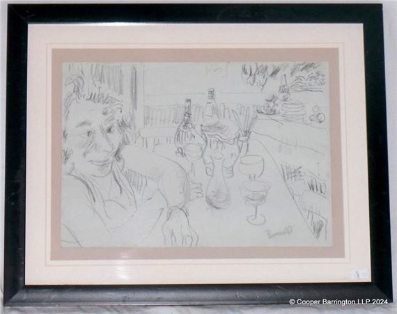 Pierre Bonnard | Pierre Bonnard Drawing on Paper Woman in Cafe | MutualArt