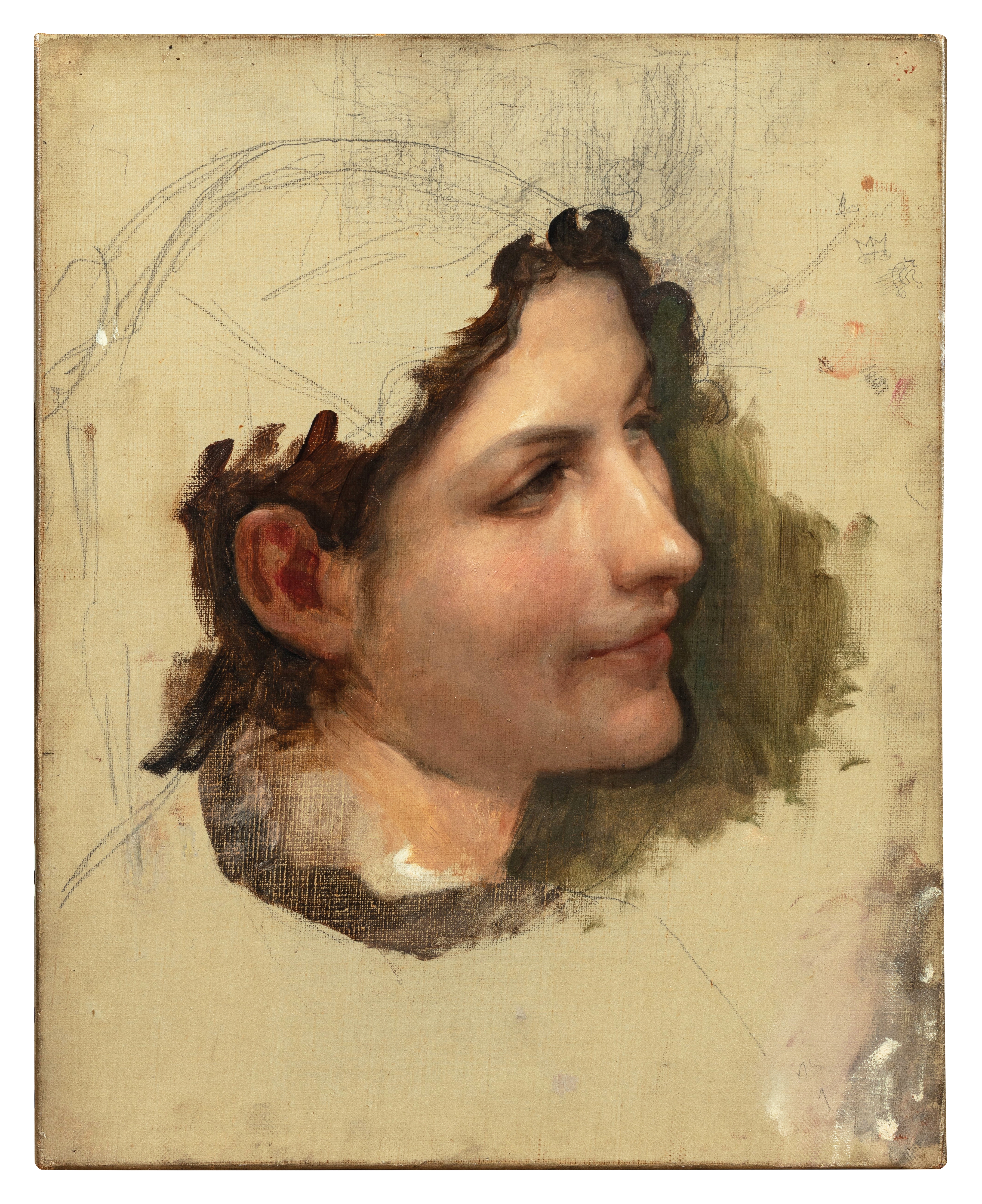 Artwork by William Adolphe Bouguereau, Etude de tête de femme, Made of oil on canvas