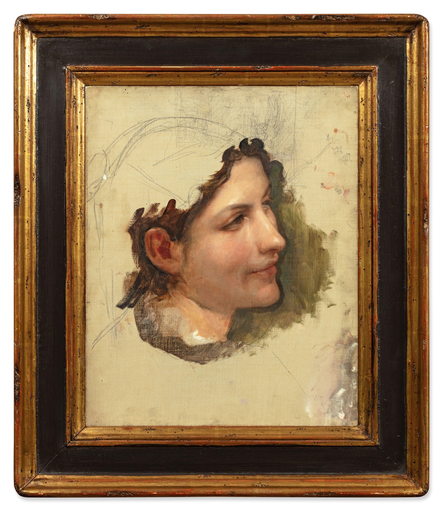 Artwork by William Adolphe Bouguereau, Etude de tête de femme, Made of oil on canvas