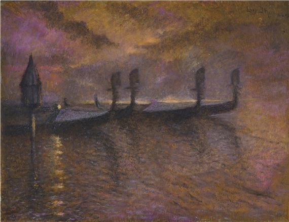 Gondolas by Moonlight by Lucien Lévy-Dhurmer