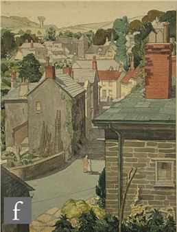 Figure in a village street - Meredith William Hawes