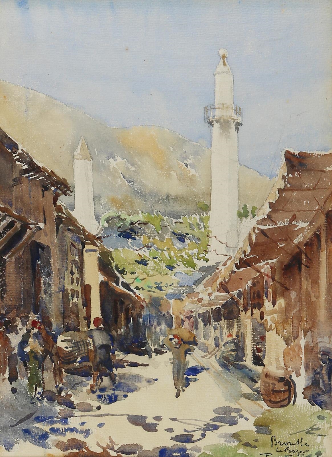 Artwork by Paul Alphonse Tissier, "Brousse (Bursa), Made of watercolor