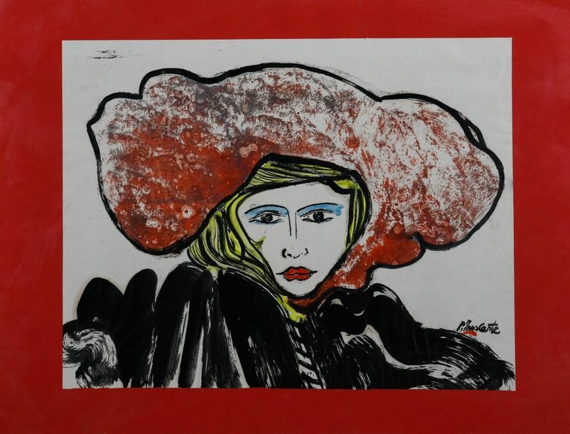 Pierre-Vincent Innocente | Femme au chapeau rouge | MutualArt