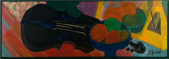Pierre-Vincent Innocente | Nature morte au violon et coupe de fruits ...