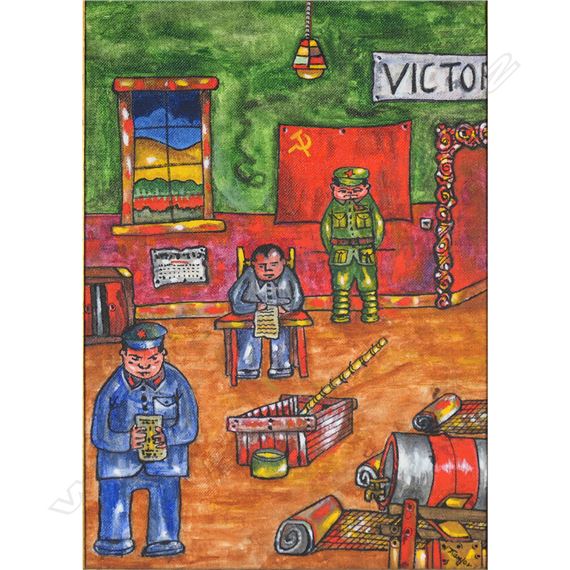 Chinese Prisoner of War camp (interior of barracks) by Alan Taylor