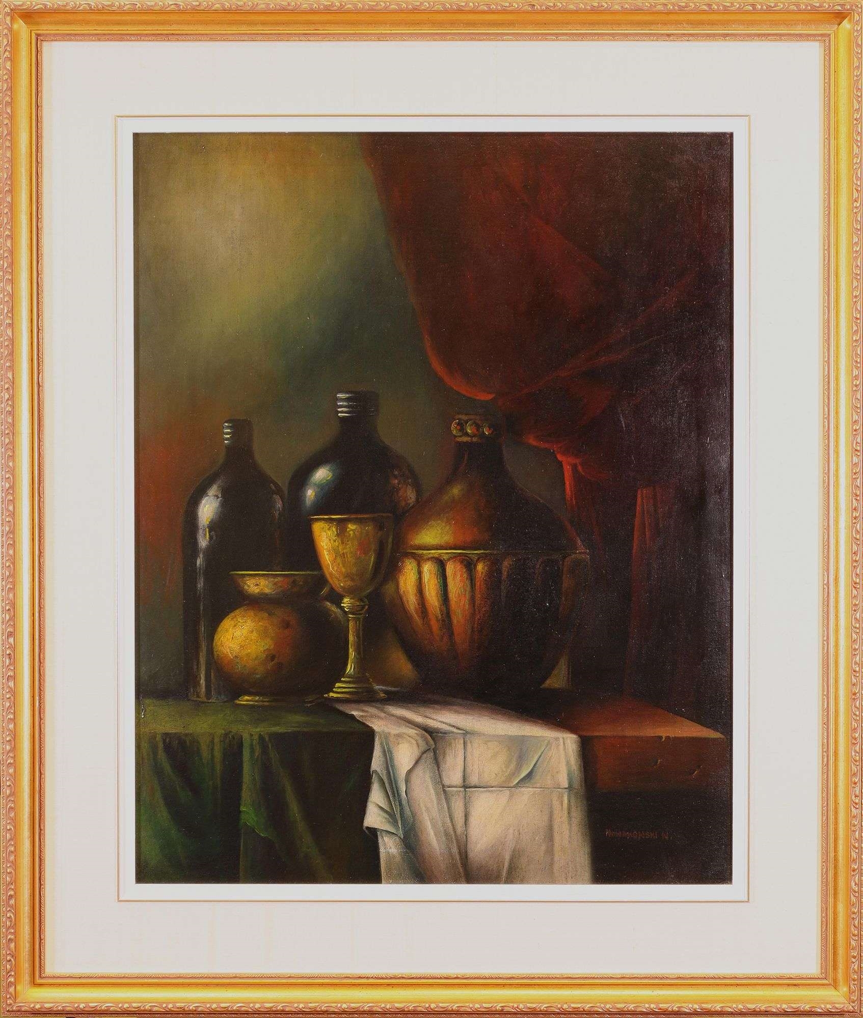 Artwork by Wojciech Nowakowski, Still Life with Two Jugs, Made of OIL ON CANVAS