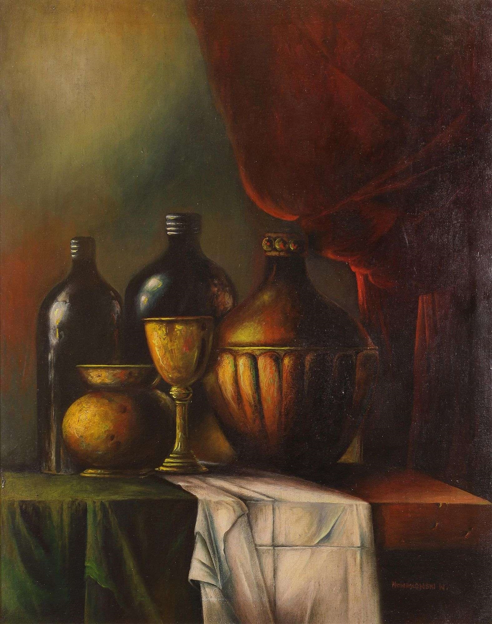 Artwork by Wojciech Nowakowski, Still Life with Two Jugs, Made of OIL ON CANVAS
