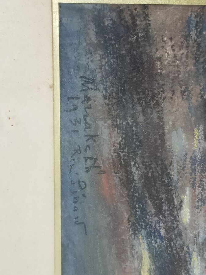 Artwork by René Pinard, Marrakech, mauresques dans les souk, 1931. Pastel signé, situé et daté en bas à gauche 42 x 39 cm à vue, Made of Pastel