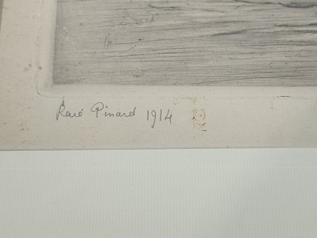 Artwork by René Pinard, Le vieux brick devant Chantenay, Made of Engraving