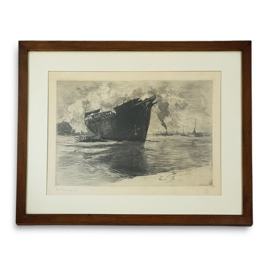 Artwork by René Pinard, Le vieux brick devant Chantenay, Made of Engraving