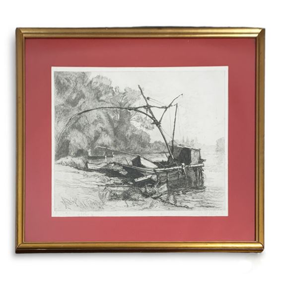 Nantes, l'Erdre au pont de la Tortière Estampe signée, datée et justifiée 36/80. 52.5...