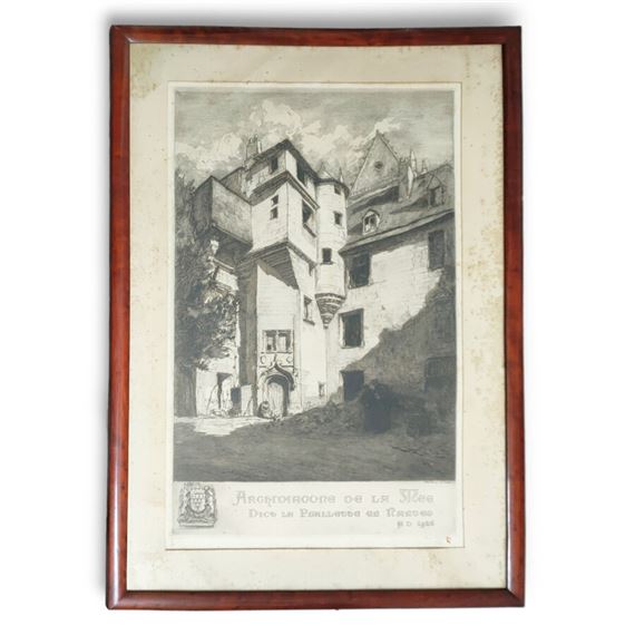 Nantes, l'Archidiaconé de la Mée dit la Psalette, 1927. Gravure signée,...