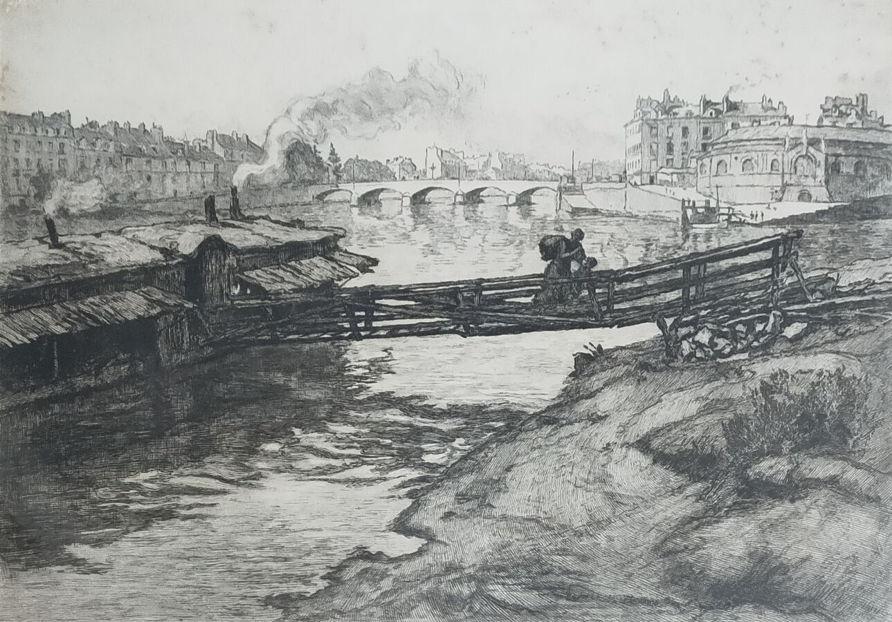 Artwork by René Pinard, René PINARD (1883-1938) La cale du Port Maillard, Made of Engraving