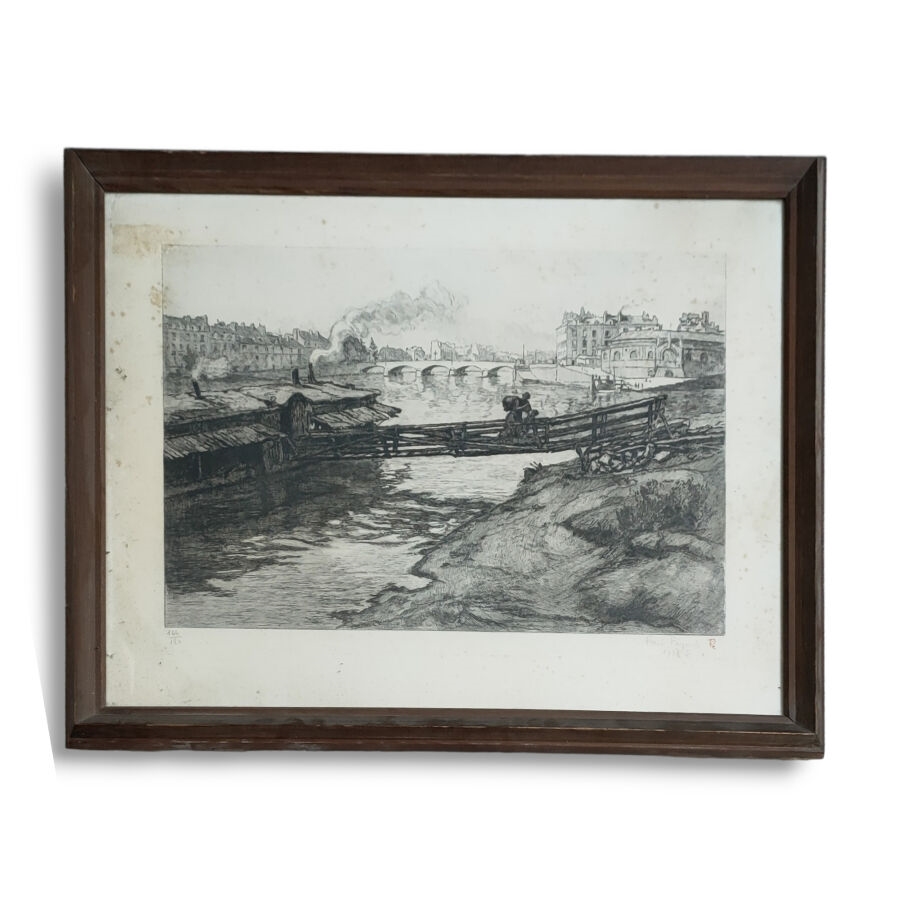 Artwork by René Pinard, René PINARD (1883-1938) La cale du Port Maillard, Made of Engraving