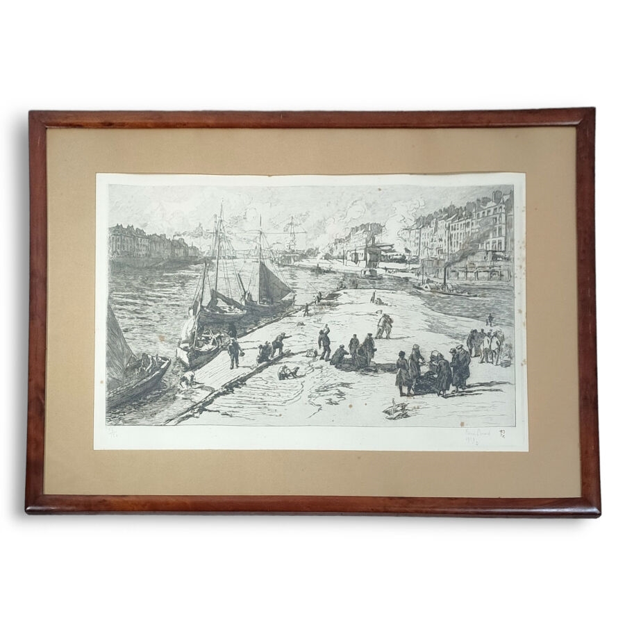 Artwork by René Pinard, Nantes, la pointe de la Petite Hollande en 1927, 1929. Gravure signée et..., Made of Engraving