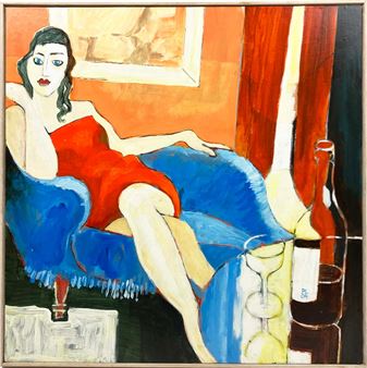 'Young woman with wine' - Peter Cheek