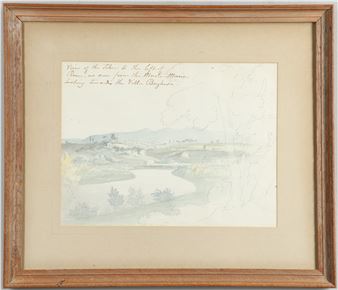VIEW OF THE TIBER TO THE LEFT OF ROME, AS SEEN FROM THE MONTE MARIA, LOOKING TOWARDS THE VILLA BORGHESE - William Pilkington