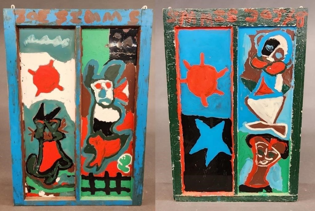 Joe Simms | 2 Joe Simms painted windows | MutualArt